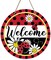 Summer Ladybug Front Door Sign, Daisy Flower Red Black Wood Door Hanger Outdoor Outside Porch Decor, Polka Dot Stripes Seasonal Wooden Wreath Indoor Wall Hanging Decoration